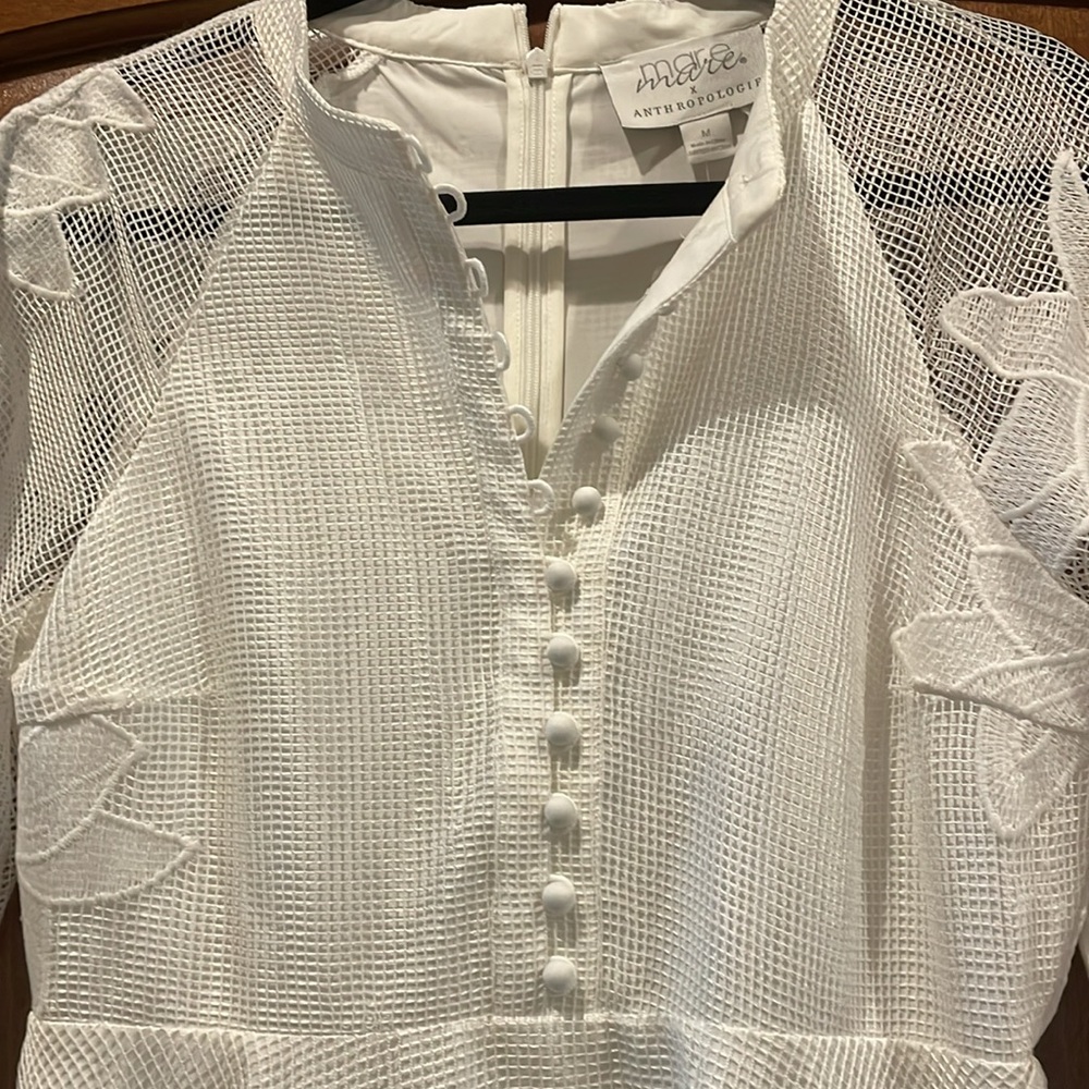 NWOT Anthropologie Mare Mare Sabine Embroidered Mini Dress White Size Medium - Picture 7 of 14
